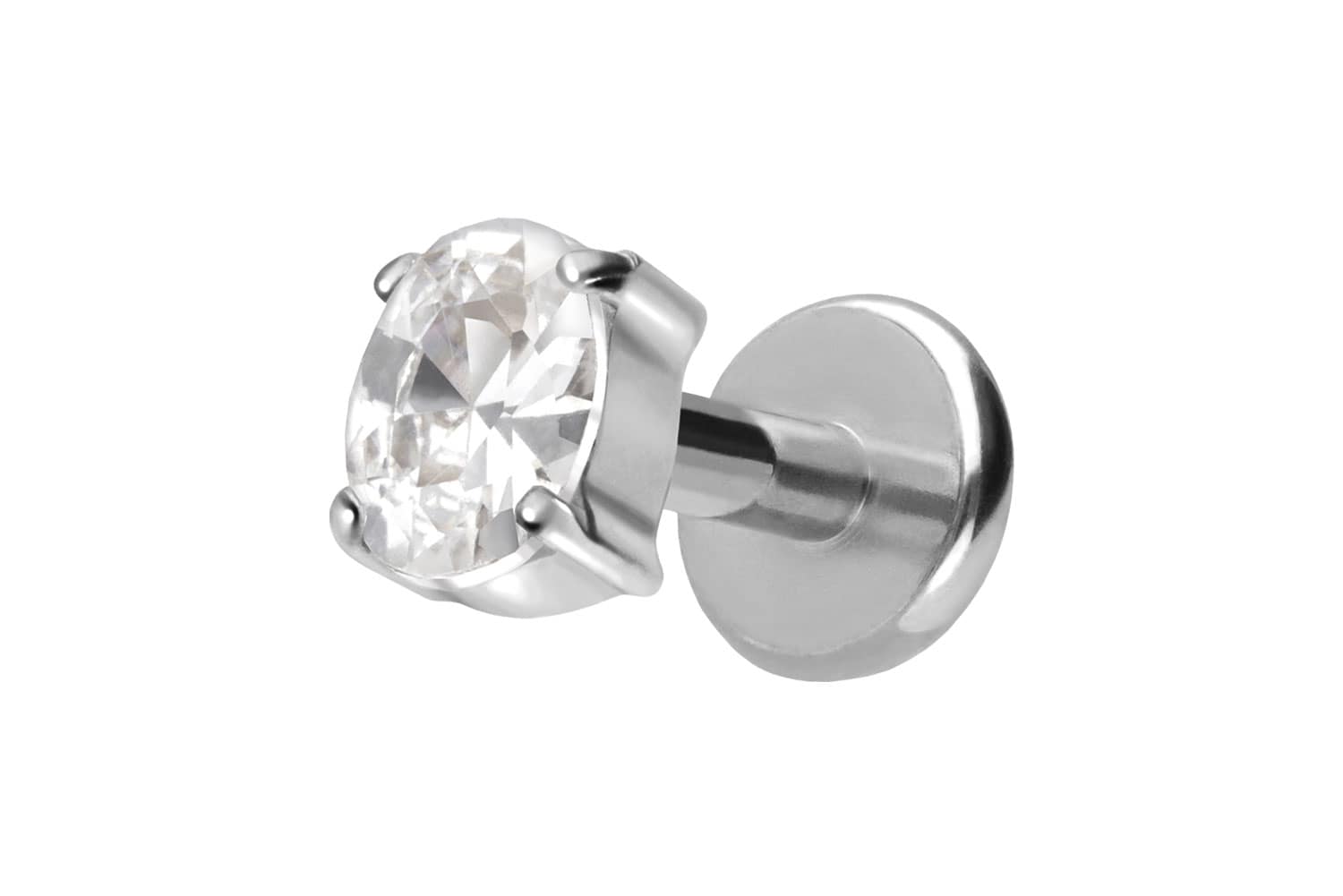 Titan Labret Piercing mit Push Fit EINGEFASSTES KRISTALLOVAL